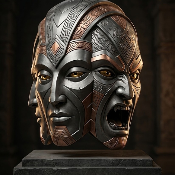 A.I. Art Print with Multi-Faced Sculpture In A  Frame 8x10 - Picture 2 of 2